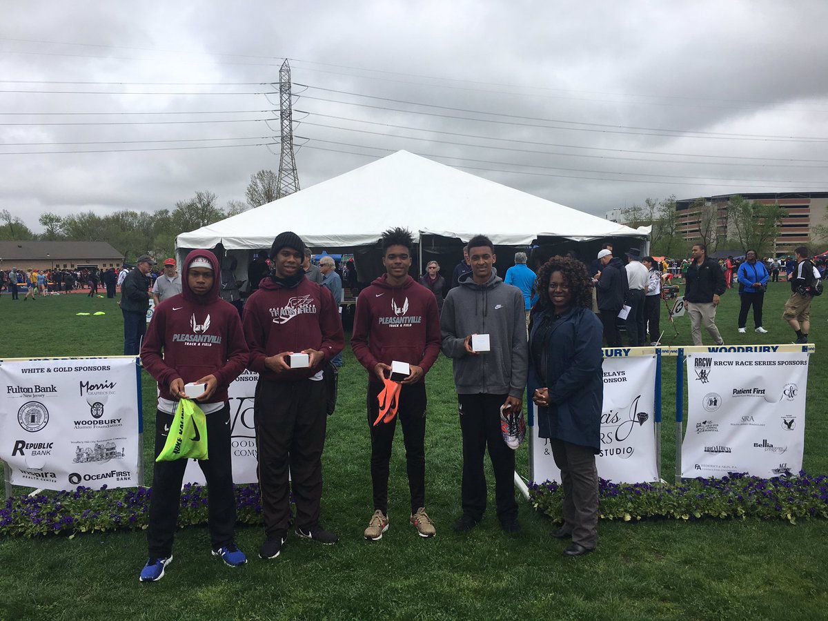 Pleasantville's distance medley relay team at Woodbury Relays 2019